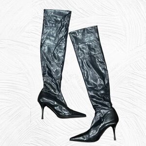 Loriblu Elegant Black Over the‎ Knee stretch Stiletto Boots Size 37/6.5 US